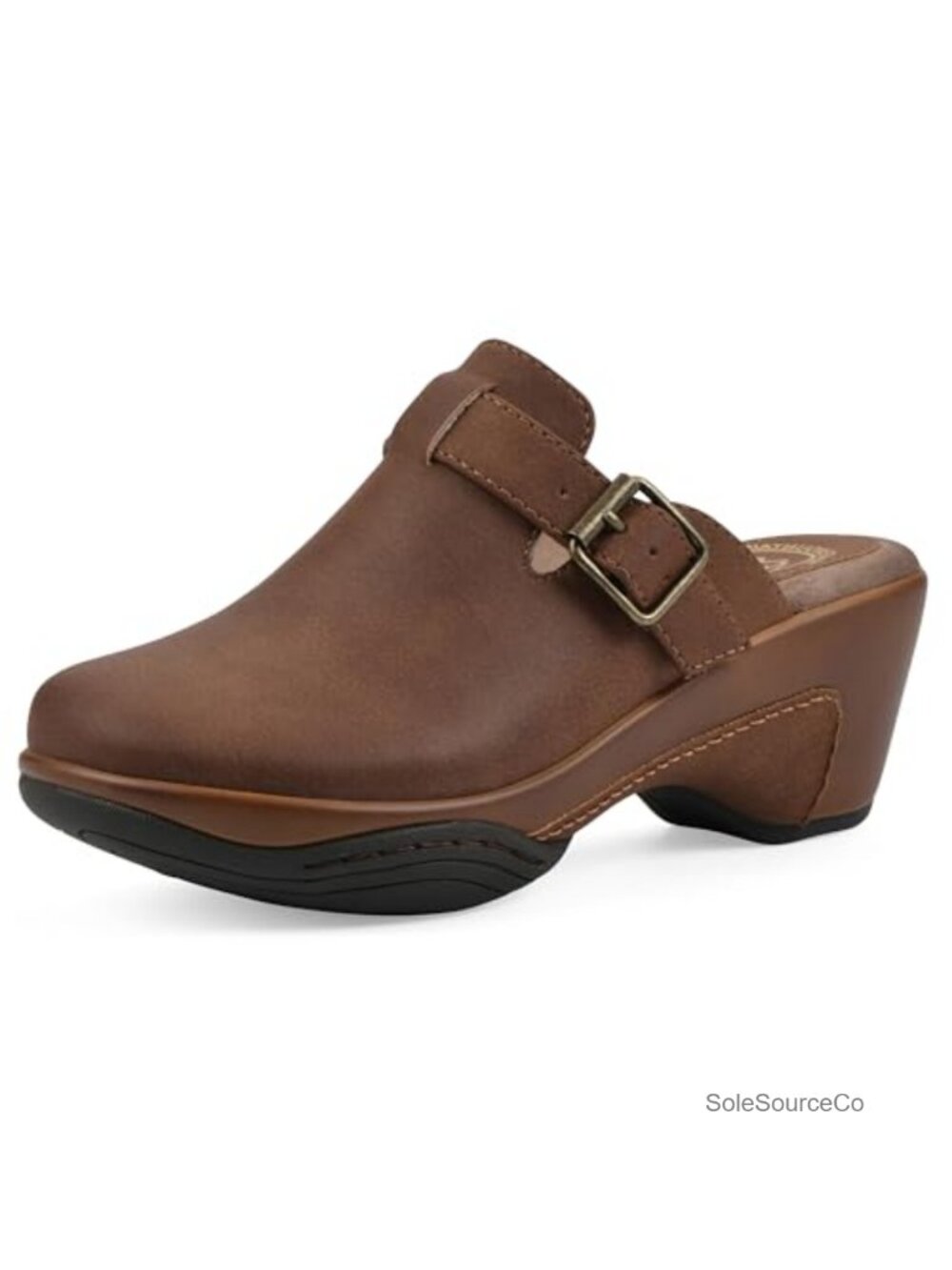Cushioned Clog with Adjustable Buckle and Suedette Lining